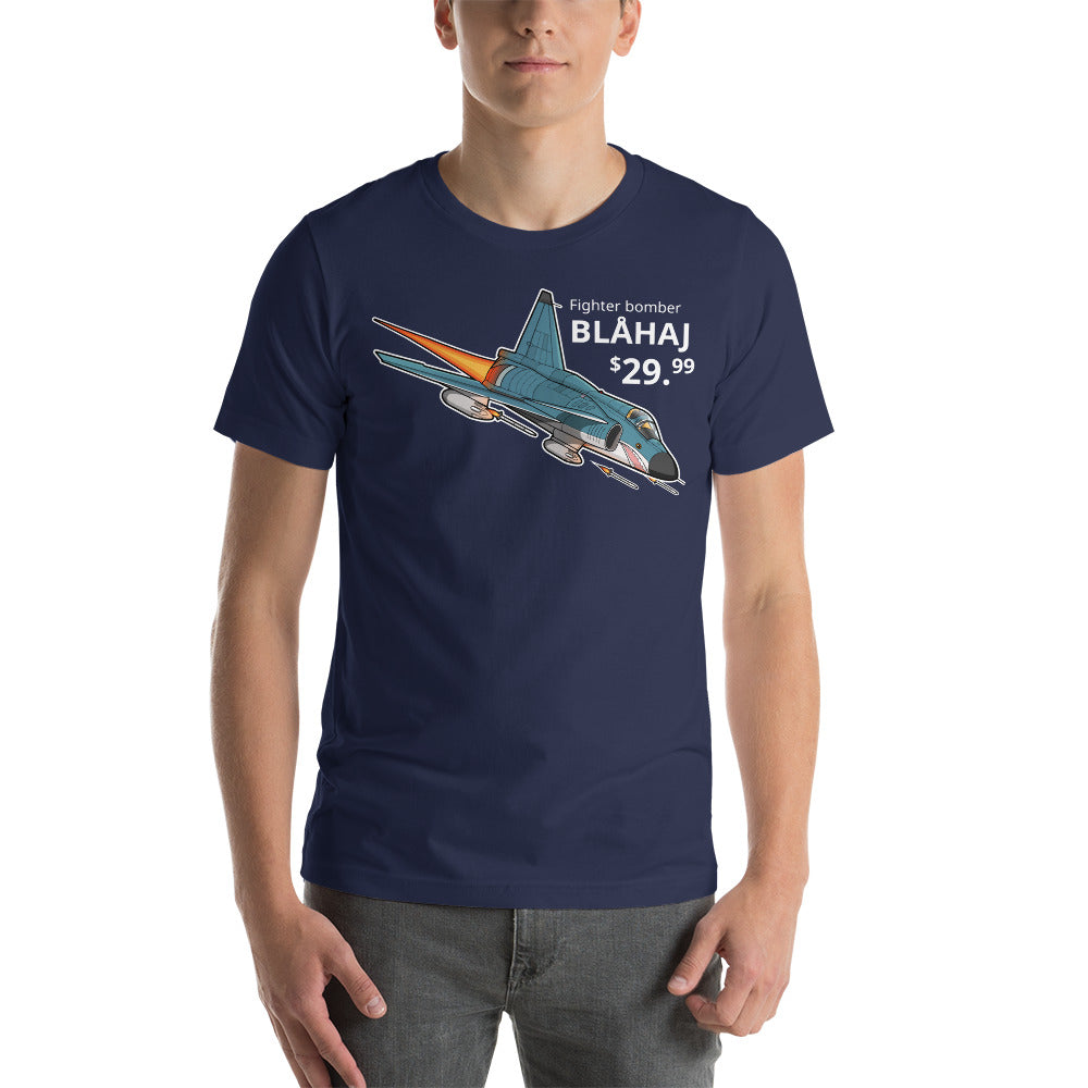 Blue Shark Viggen Jet Fighter (Front Only, Unisex)