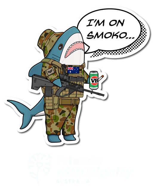 Old Mate Sharky Stickers - Digger Blahaj (Australian Army)