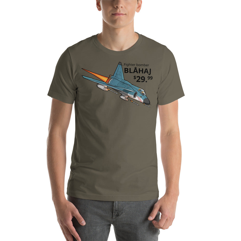 Blue Shark Viggen Jet Fighter (Front Only, Unisex)