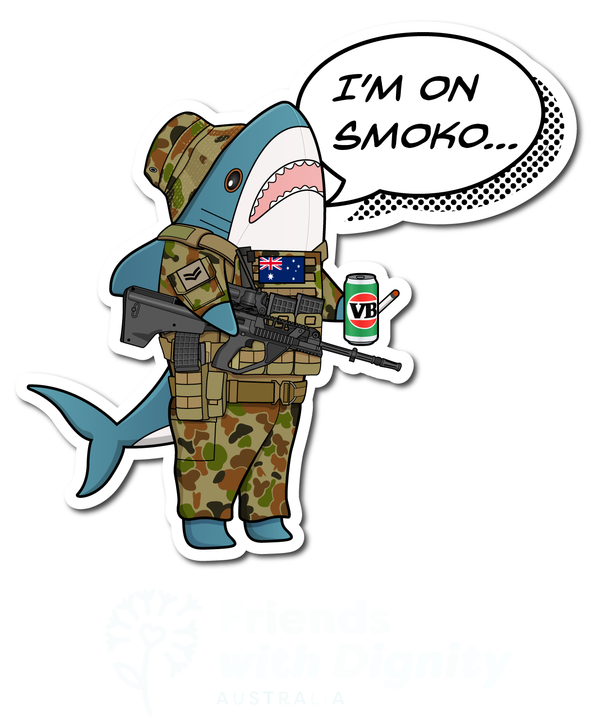 Old Mate Sharky Stickers - Digger Blahaj (Australian Army)